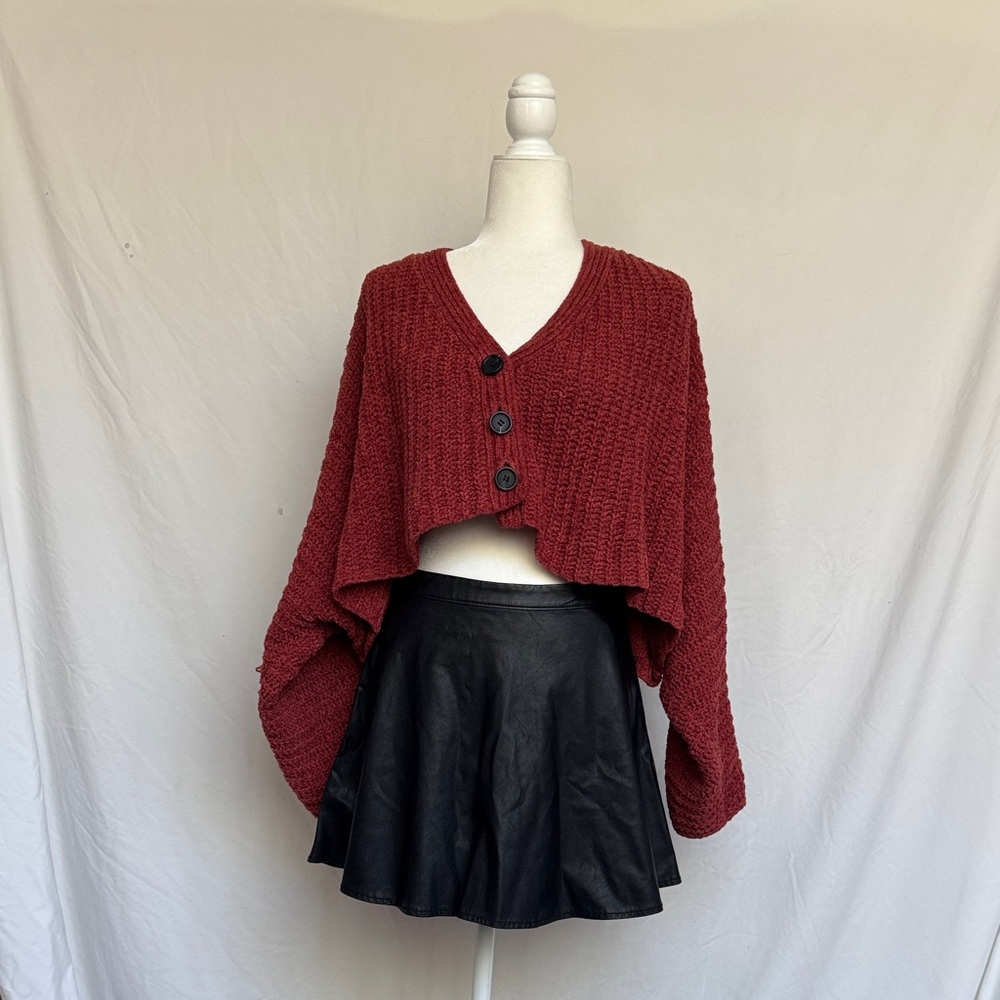 Urban Outfitters Burgundy Knit Poncho Sweater